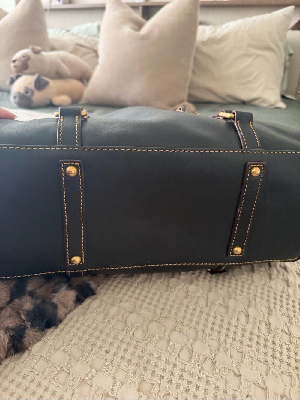 Dooney & Bourke Navy Large Florentine Satchel - Picture 3 of 11